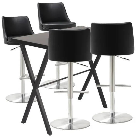 Homeville Barbordset Grappa/Luna barstol svart/krom