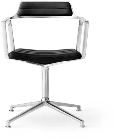 Vipp 452 Snurrstol med Golvglidare Aluminium/Svart Läder