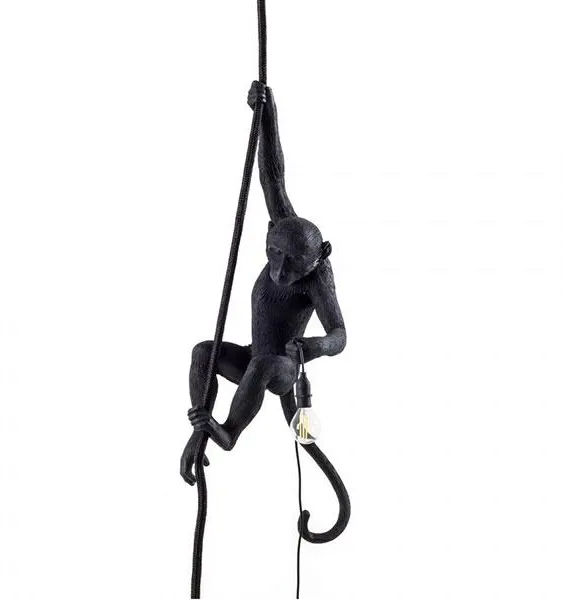 Seletti Monkey With Rope Taklampa Svart Utomhus
