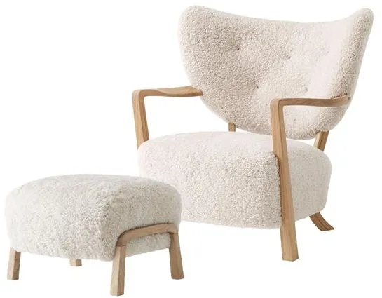 &Tradition Wulff ATD2 fåtölj fårskinn Moonlight/ek inkl. ATD3 fotpall