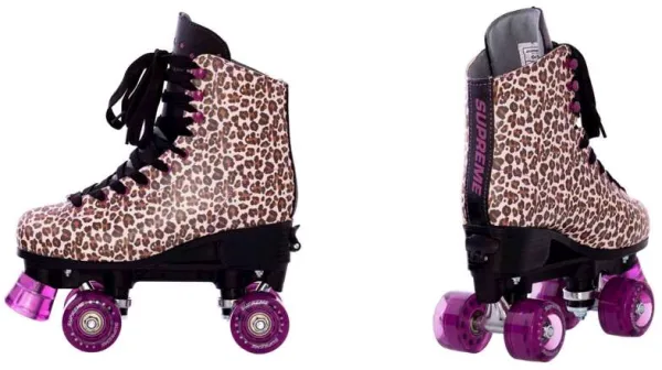 Supreme Rollers - Del Rey justerbar rullskridsko Side by Side Storlek 39-42 - Leopard