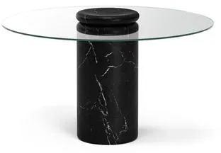 Karakter Castore Matbord Ø130 Nero Marquina Marmor/Klart Glas